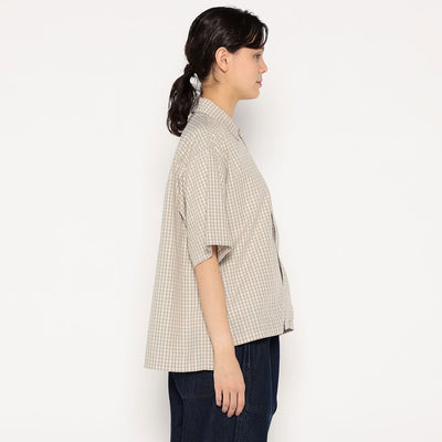 WOMEN'S COTTON POPLIN HALF SLEEVE SHIRT PLAID