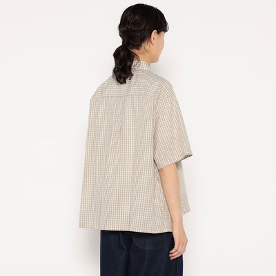 WOMEN'S COTTON POPLIN HALF SLEEVE SHIRT PLAID
