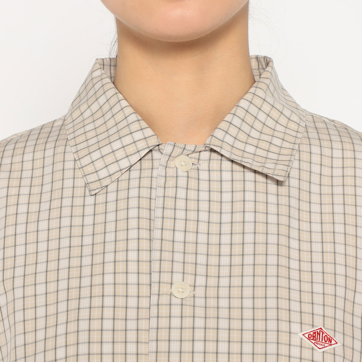WOMEN'S COTTON POPLIN HALF SLEEVE SHIRT PLAID
