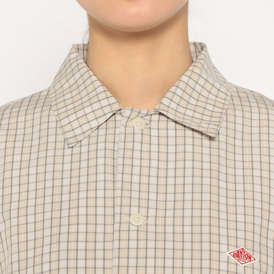 WOMEN'S COTTON POPLIN HALF SLEEVE SHIRT PLAID