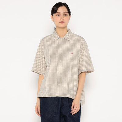 WOMEN'S COTTON POPLIN HALF SLEEVE SHIRT PLAID
