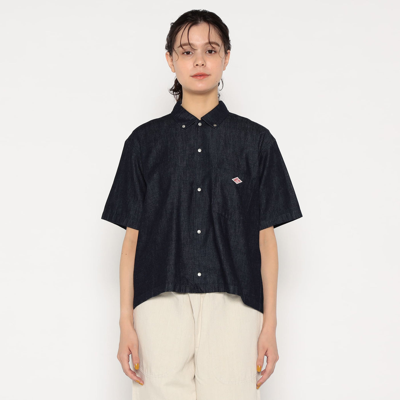 WOMEN'S DENIM DUNGAREE SHORT SLEEVE B.D SHIRT