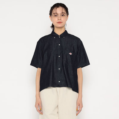WOMEN'S DENIM DUNGAREE SHORT SLEEVE B.D SHIRT