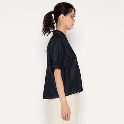 WOMEN'S DENIM DUNGAREE SHORT SLEEVE B.D SHIRT