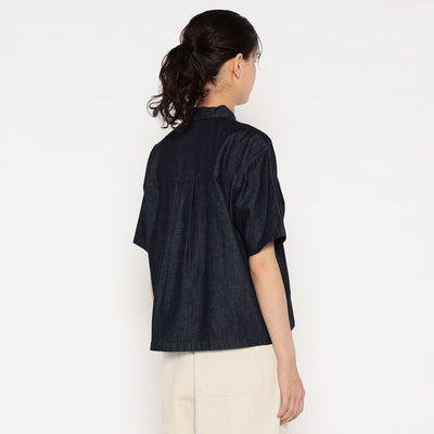 WOMEN'S DENIM DUNGAREE SHORT SLEEVE B.D SHIRT