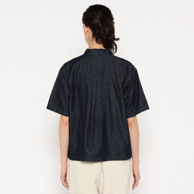 WOMEN'S DENIM DUNGAREE SHORT SLEEVE B.D SHIRT