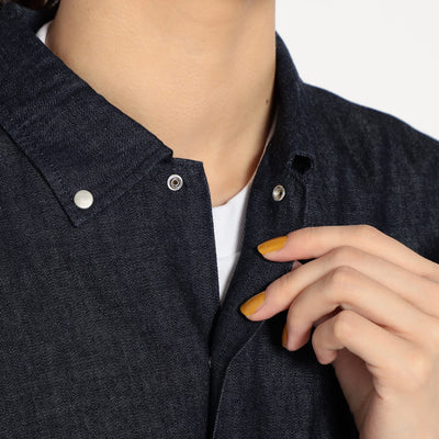 WOMEN'S DENIM DUNGAREE SHORT SLEEVE B.D SHIRT