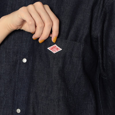 WOMEN'S DENIM DUNGAREE SHORT SLEEVE B.D SHIRT