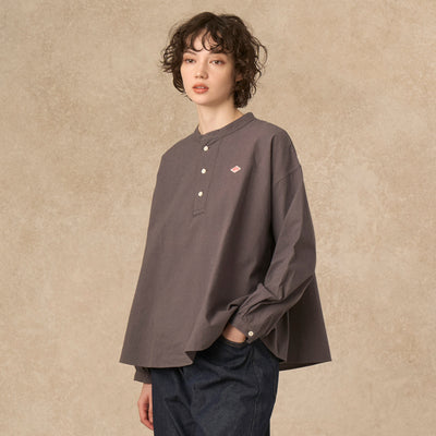 WOMEN'S COTTON WASHER HENLEY NECK SHIRT