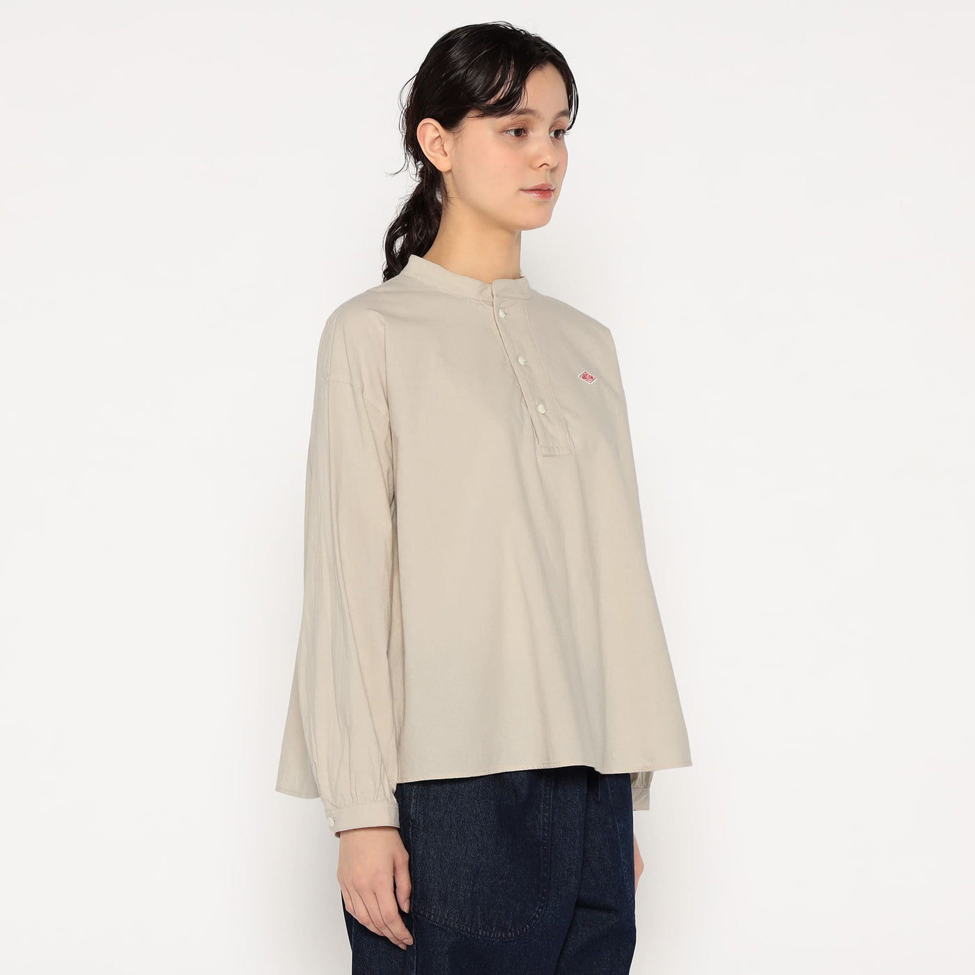 WOMEN'S COTTON WASHER HENLEY NECK SHIRT