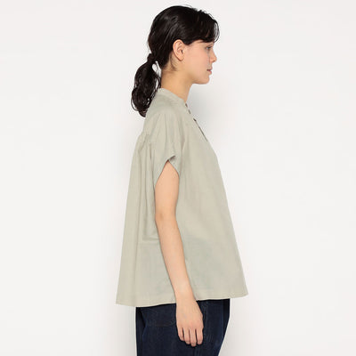 WOMEN'S COTTON LINEN SLUB SLEEVELESS SHIRT