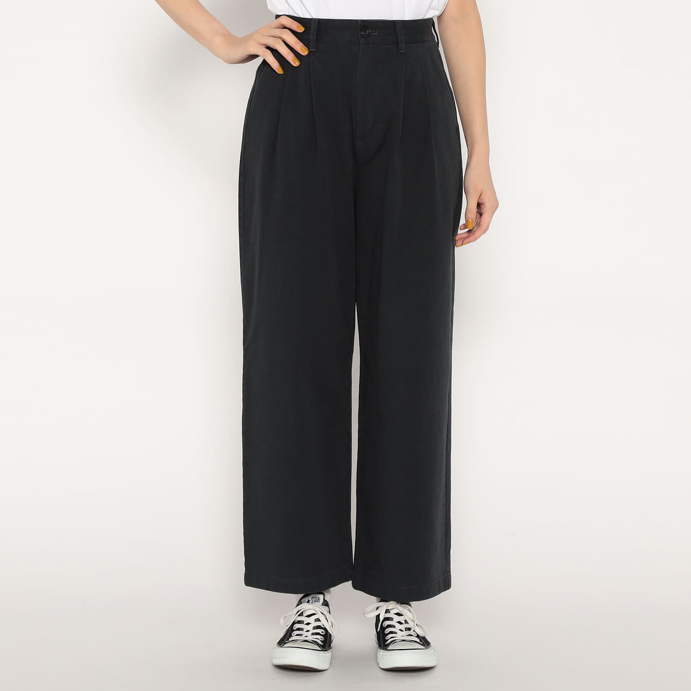 WOMEN'S STRETCH TWILL 2TUCK WIDE PANTS