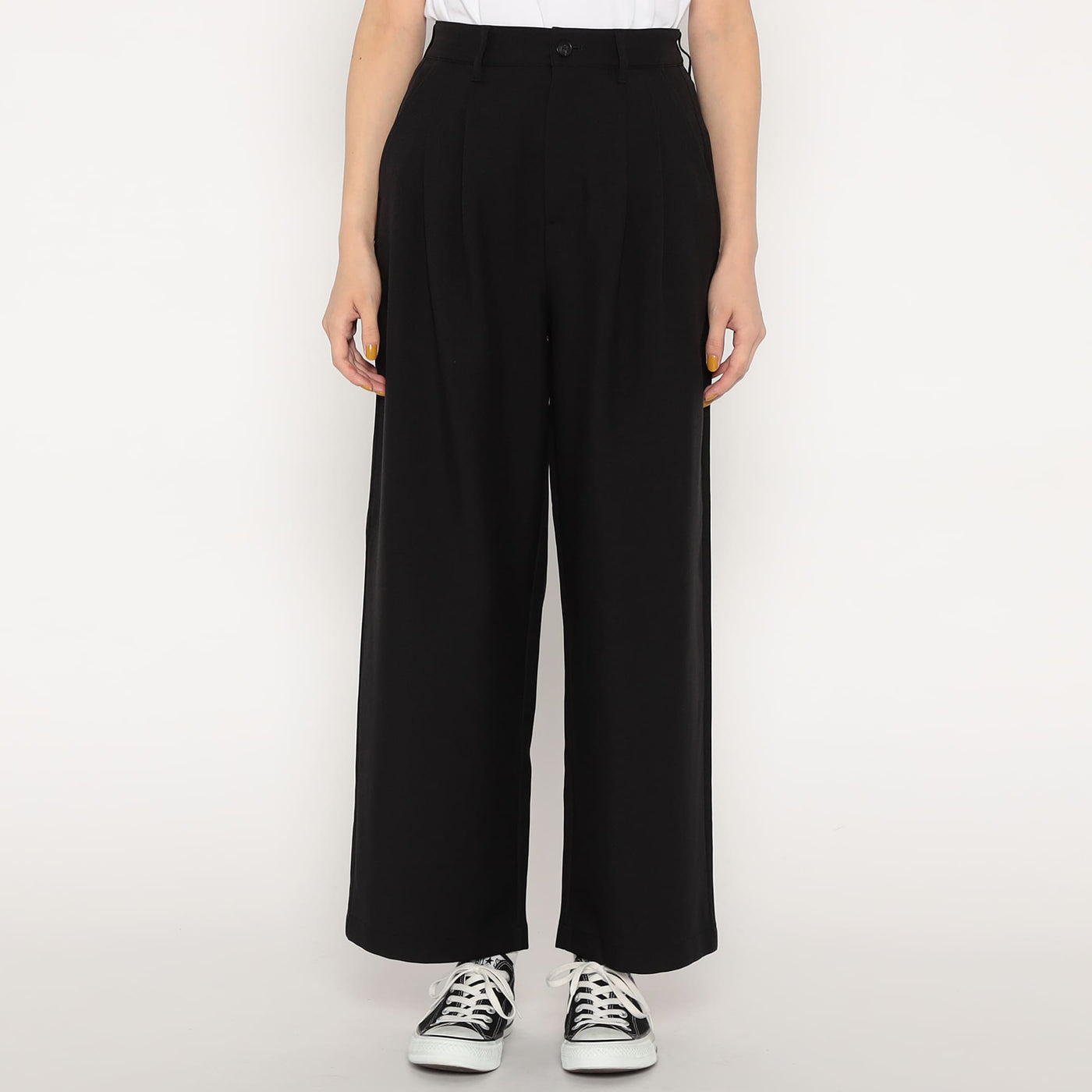 WOMEN'S MELANGE TWILL 2TUCK WIDE PANTS