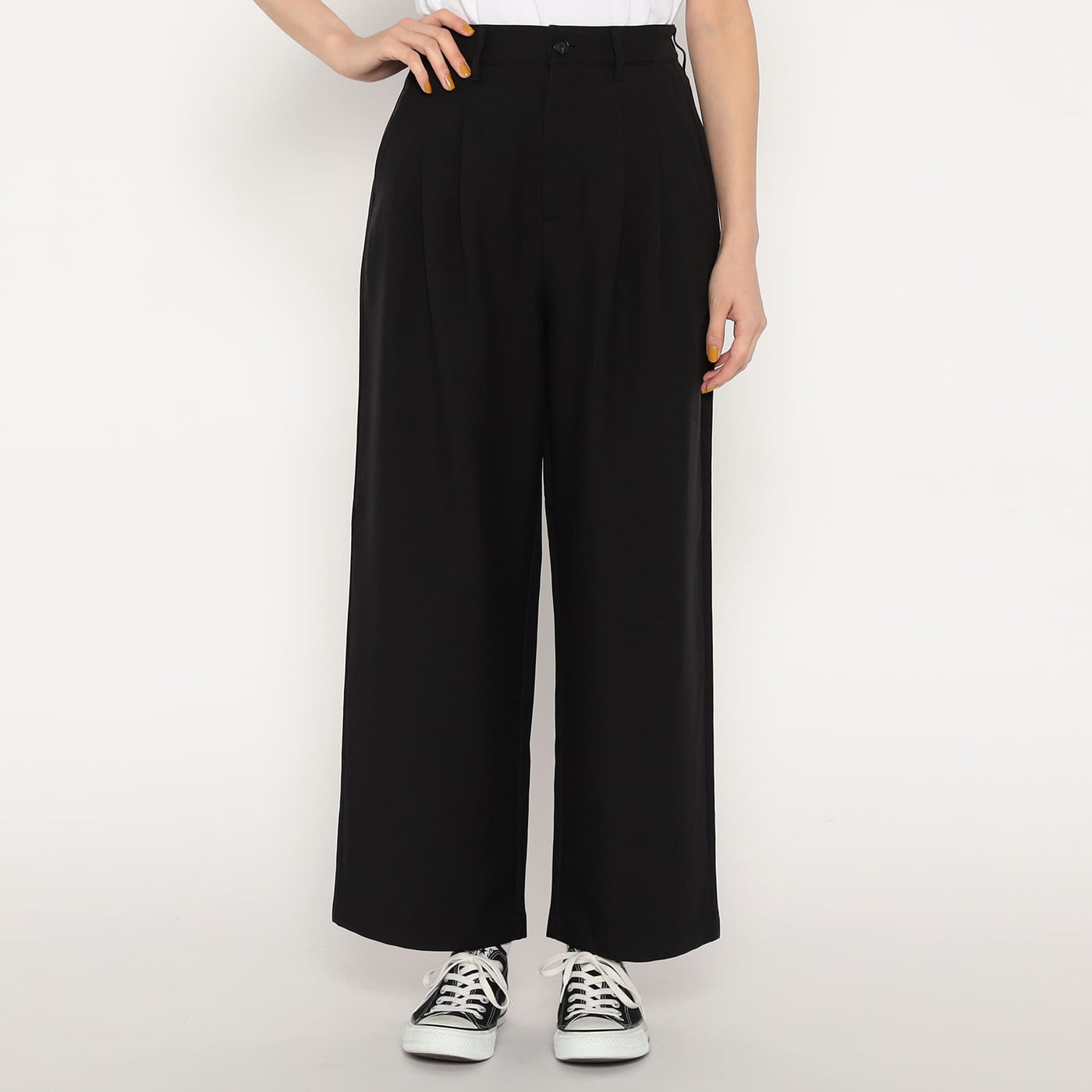 WOMEN'S MELANGE TWILL 2TUCK WIDE PANTS