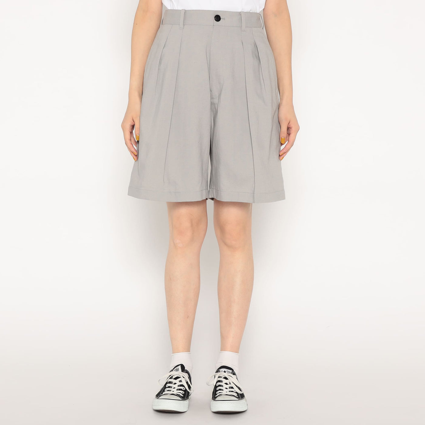 WOMEN'S LINEN-BLEND DOUBLE PLEATED SHORTS
