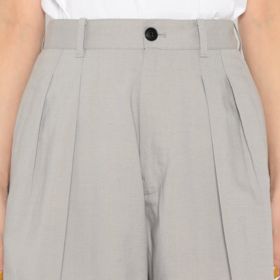 WOMEN'S LINEN-BLEND DOUBLE PLEATED SHORTS