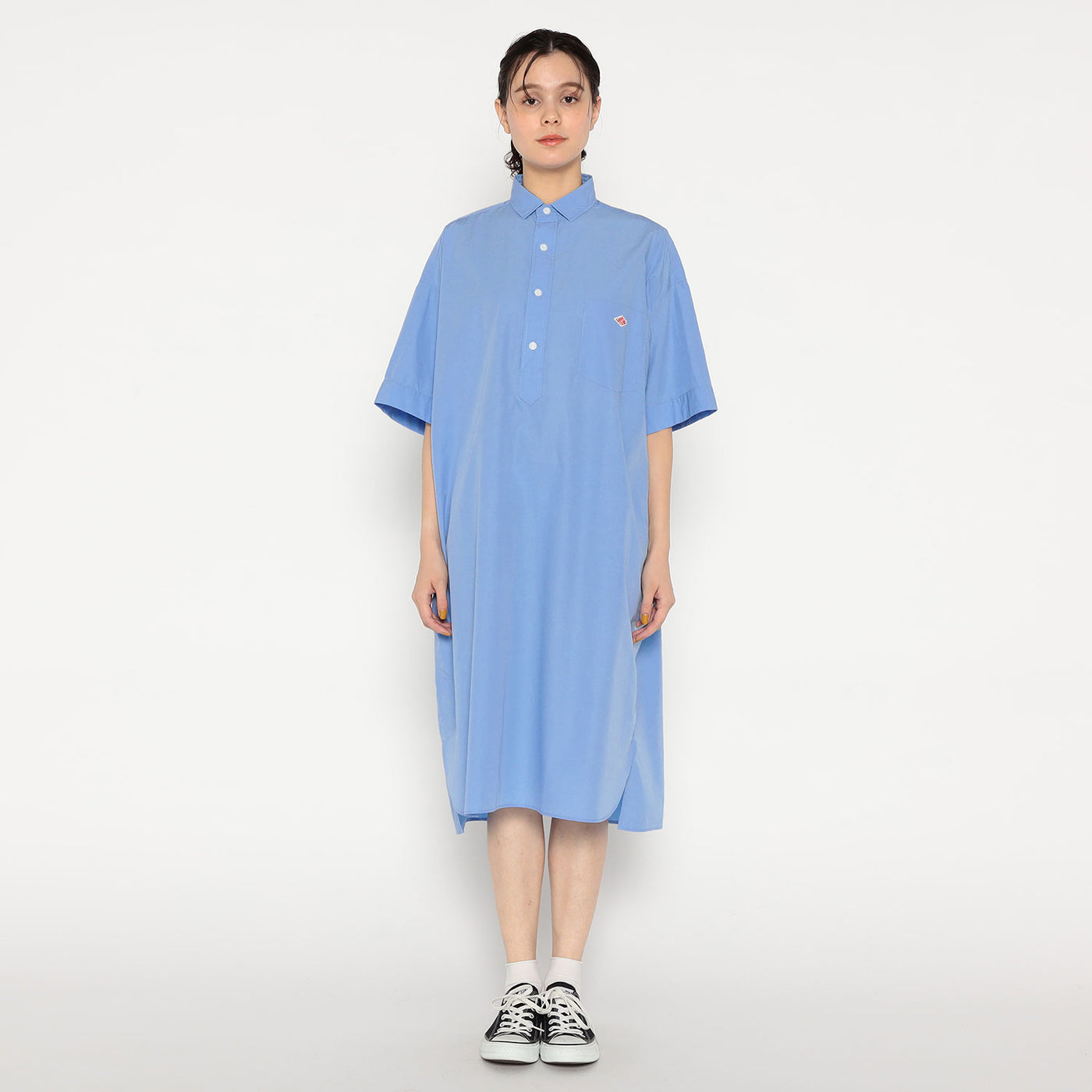 WOMEN'S COTTON POPLIN PULLOVER SHIRT DRESS