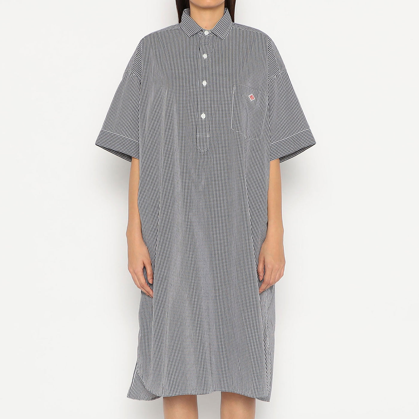 WOMEN'S COTTON POPLIN PULLOVER SHIRT DRESS PLAID