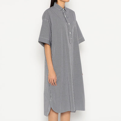 WOMEN'S COTTON POPLIN PULLOVER SHIRT DRESS PLAID