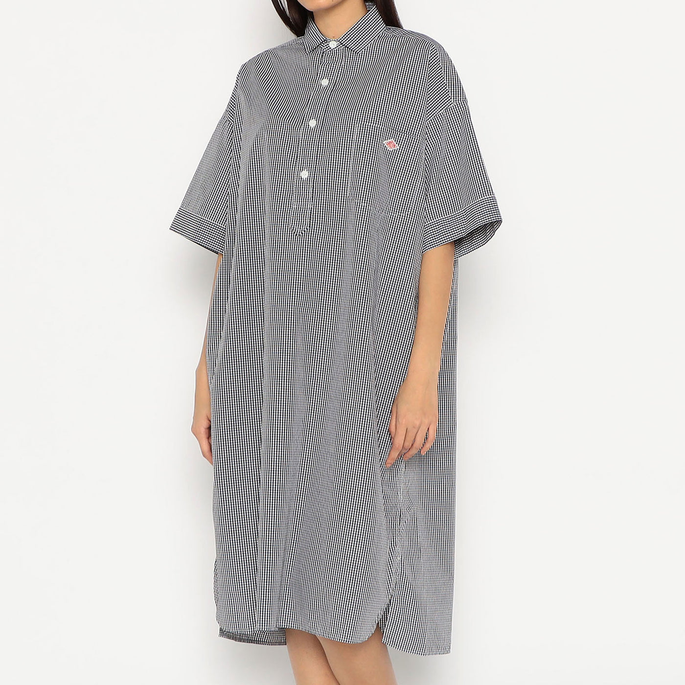 WOMEN'S COTTON POPLIN PULLOVER SHIRT DRESS PLAID