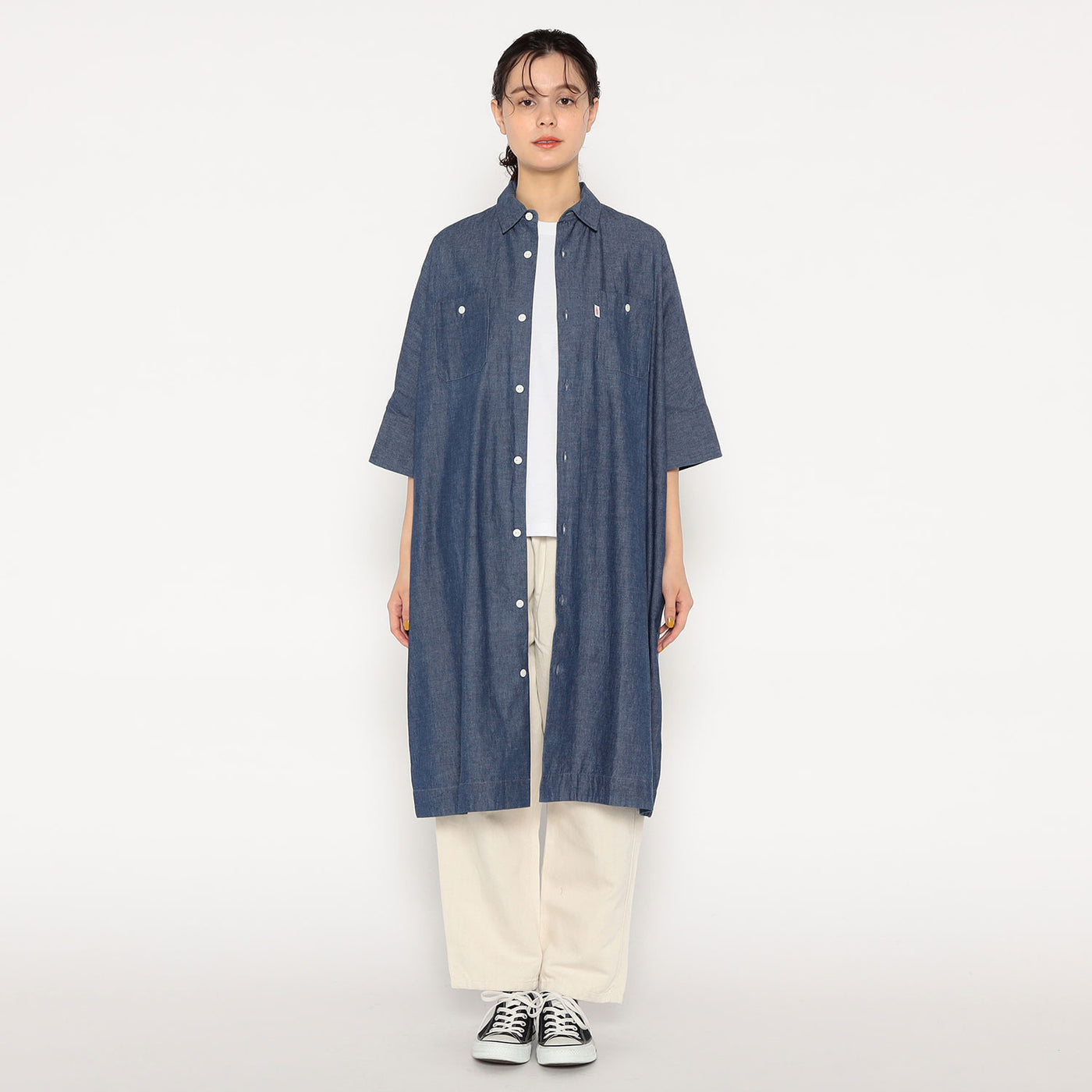 WOMEN'S COTTON CHAMBRAY WORK SHIRT DRESS