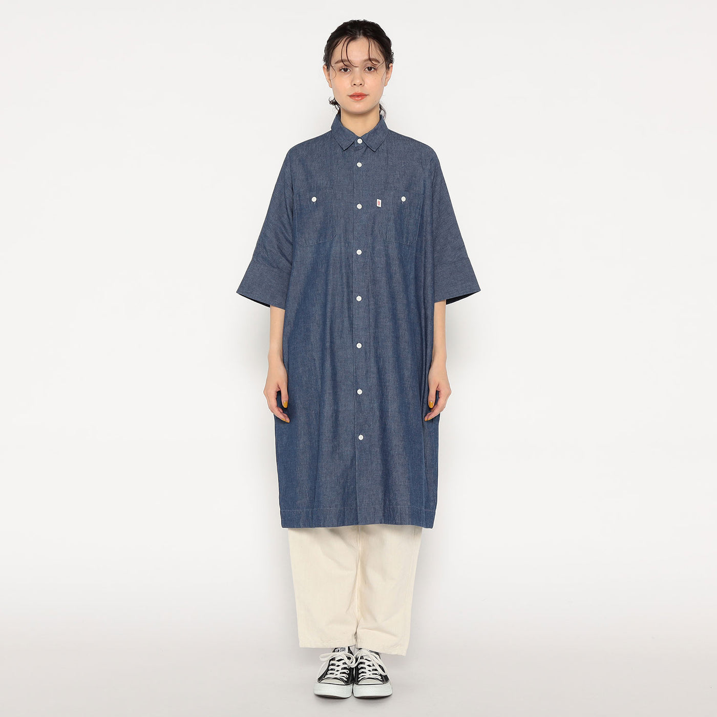 WOMEN'S COTTON CHAMBRAY WORK SHIRT DRESS