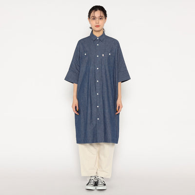 WOMEN'S COTTON CHAMBRAY WORK SHIRT DRESS