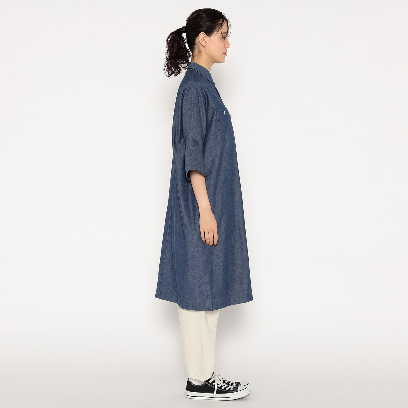 WOMEN'S COTTON CHAMBRAY WORK SHIRT DRESS