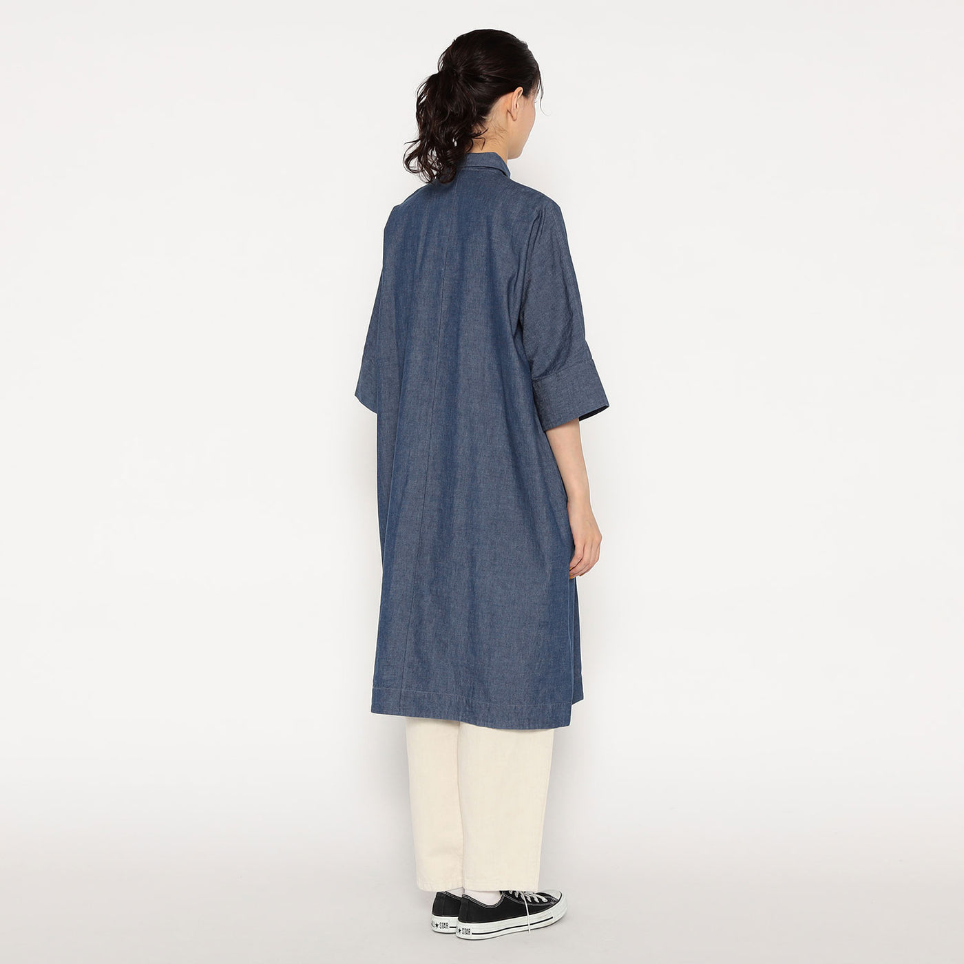 WOMEN'S COTTON CHAMBRAY WORK SHIRT DRESS