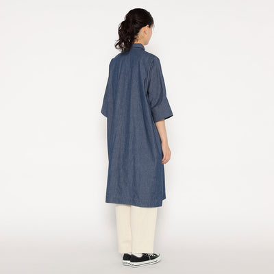 WOMEN'S COTTON CHAMBRAY WORK SHIRT DRESS