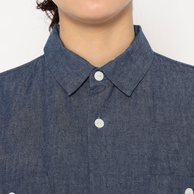 WOMEN'S COTTON CHAMBRAY WORK SHIRT DRESS