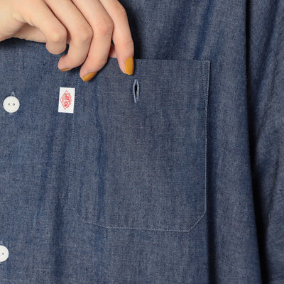 WOMEN'S COTTON CHAMBRAY WORK SHIRT DRESS