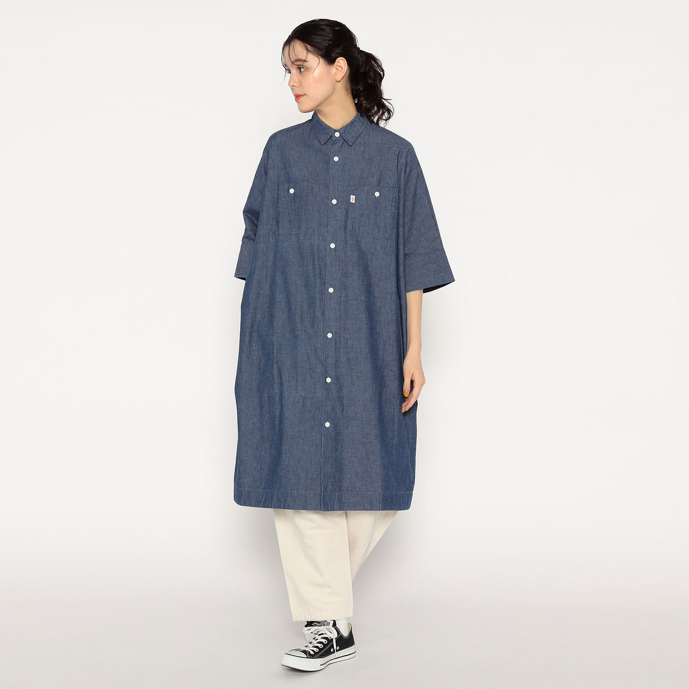 WOMEN'S COTTON CHAMBRAY WORK SHIRT DRESS