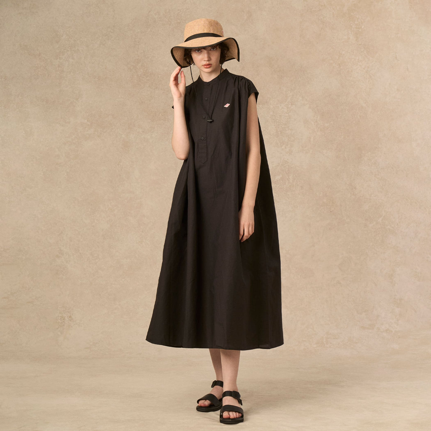 WOMEN'S COTTON LINEN SLUB SLEEVELESS DRESS