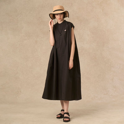 WOMEN'S COTTON LINEN SLUB SLEEVELESS DRESS