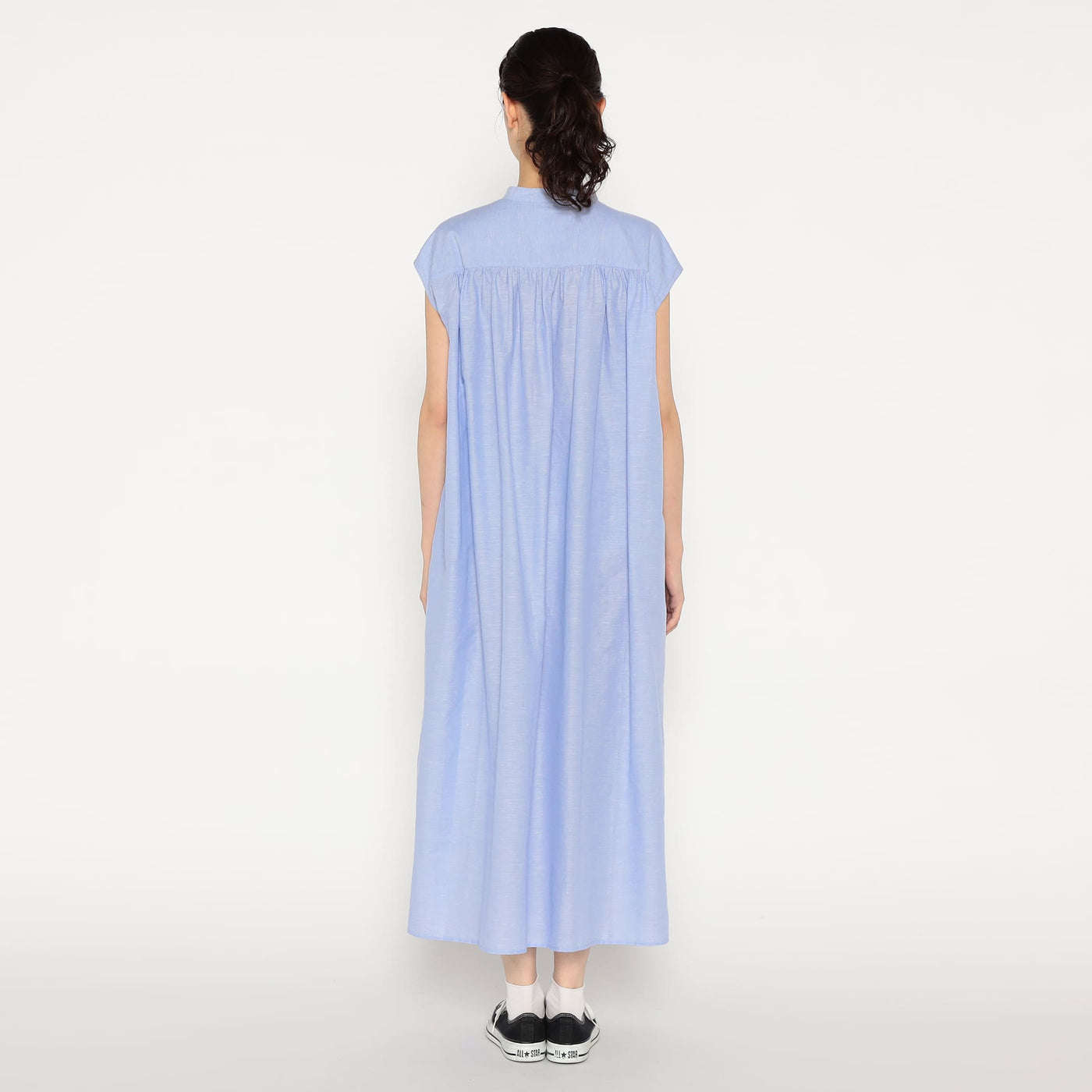 WOMEN'S COTTON LINEN SLUB SLEEVELESS DRESS