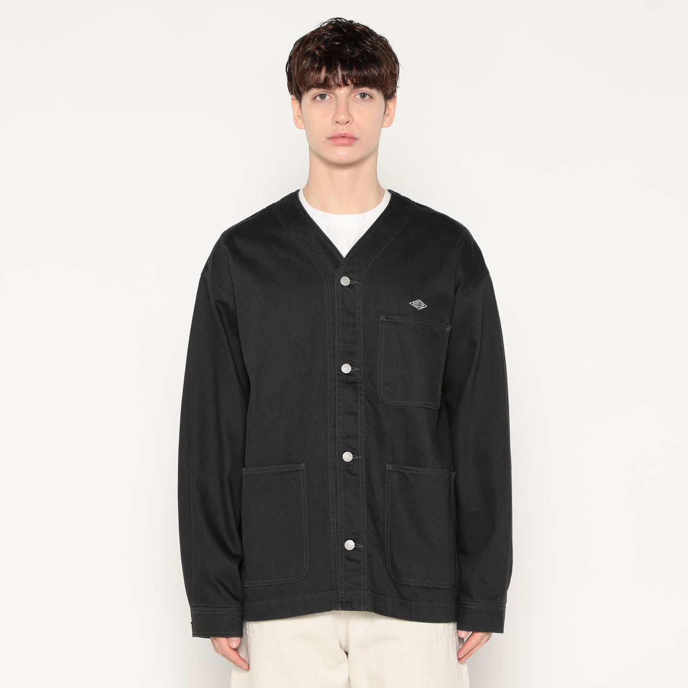 MEN'S COTTON DRILL COLLARLESS JACKET