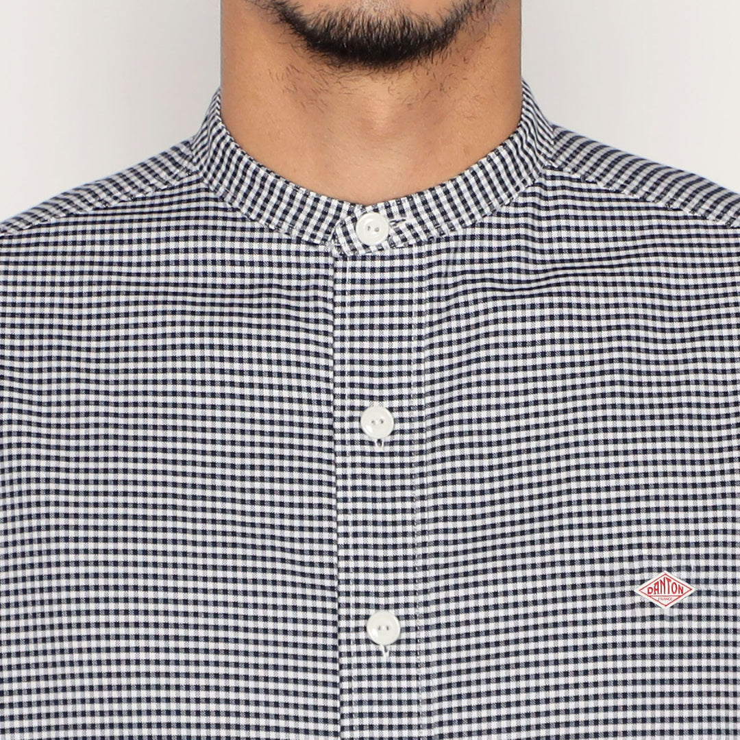 DANTON MEN'S OXFORD BAND COLLAR SHIRT PATTERN