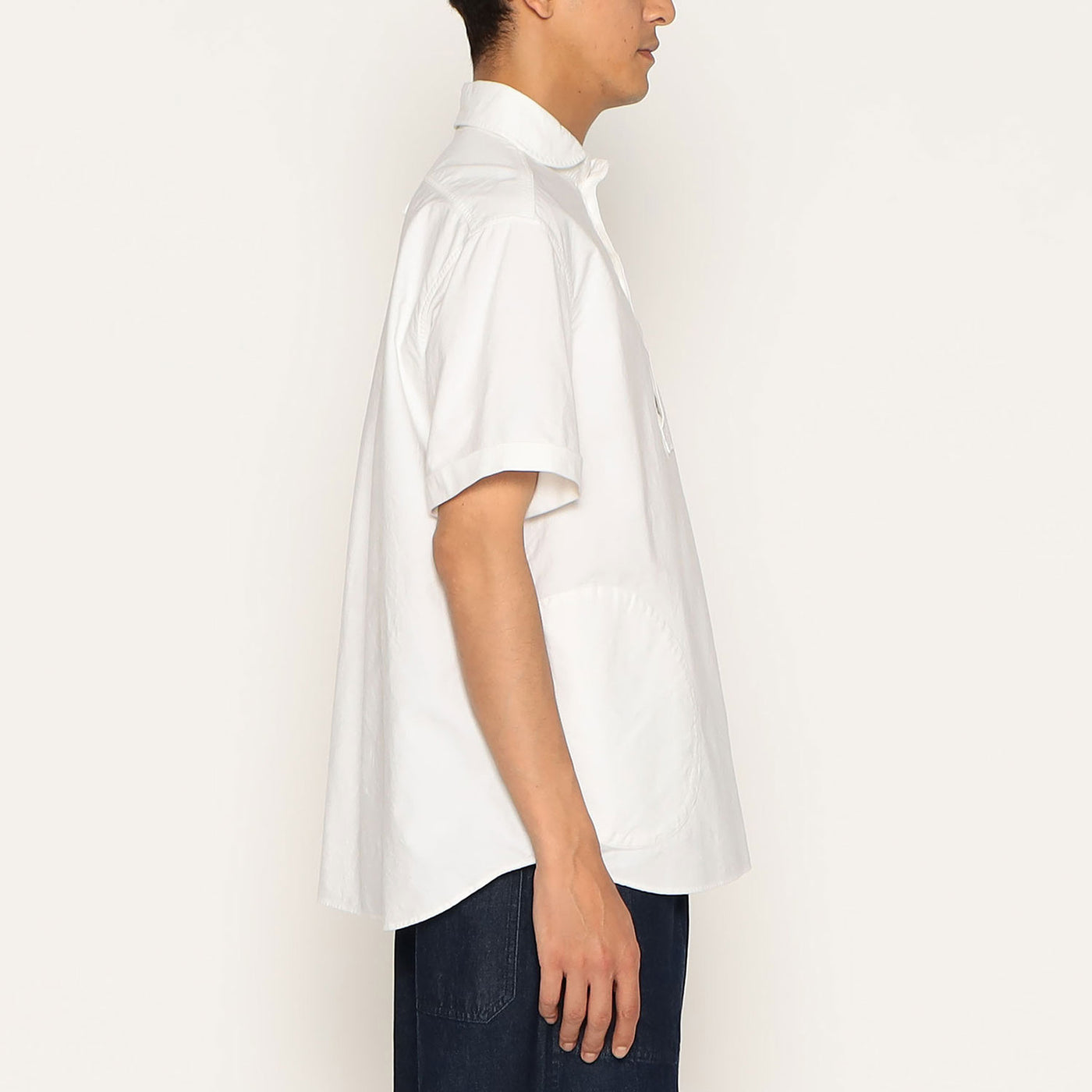 MEN'S OXFORD ROUND COLLAR SHORT SLEEVE PULLOVER SHIRT PLAIN