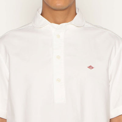 MEN'S OXFORD ROUND COLLAR SHORT SLEEVE PULLOVER SHIRT PLAIN