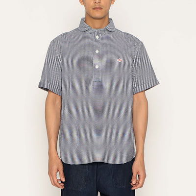 MEN'S OXFORD ROUND COLLAR SHORT SLEEVE PULLOVER SHIRT PATTERN