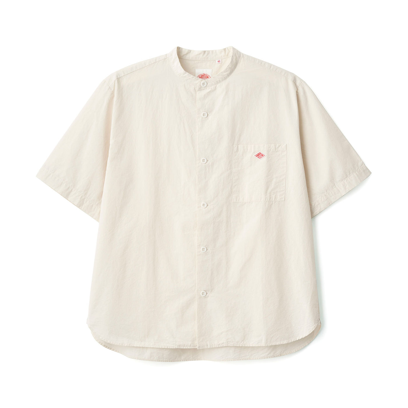 MEN'S COTTON LINEN SHORT SLEEVE BAND COLLAR SHIRT