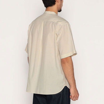MEN'S COTTON LINEN SHORT SLEEVE BAND COLLAR SHIRT