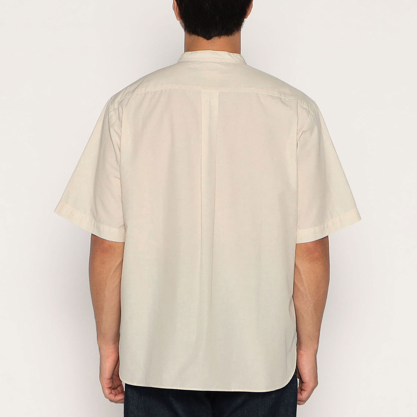 MEN'S COTTON LINEN SHORT SLEEVE BAND COLLAR SHIRT