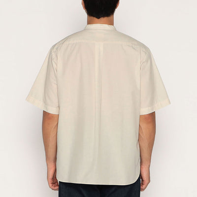 MEN'S COTTON LINEN SHORT SLEEVE BAND COLLAR SHIRT