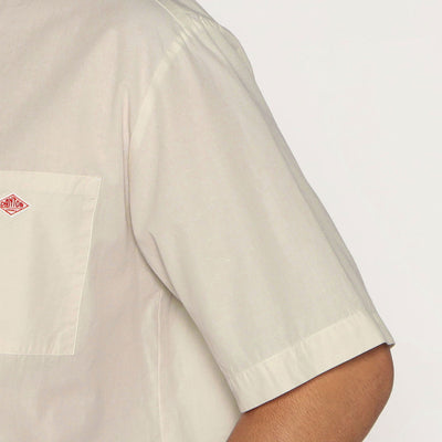 MEN'S COTTON LINEN SHORT SLEEVE BAND COLLAR SHIRT
