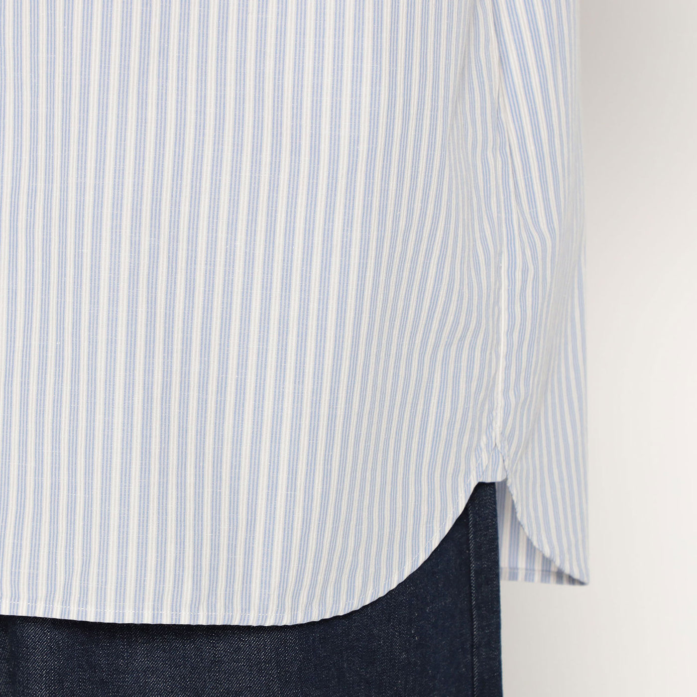 MEN'S COTTON LINEN SHORT SLEEVE BAND COLLAR SHIRT STRIPE