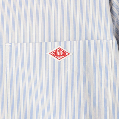 MEN'S COTTON LINEN SHORT SLEEVE BAND COLLAR SHIRT STRIPE