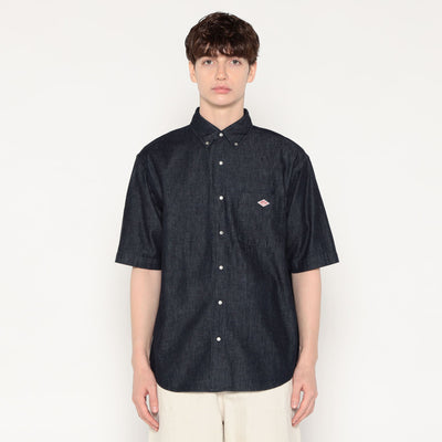 MEN'S DENIM DUNGAREE SHORT SLEEVE B.D SHIRT