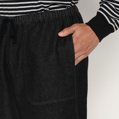 MEN'S BLACK DENIM EASY PANTS